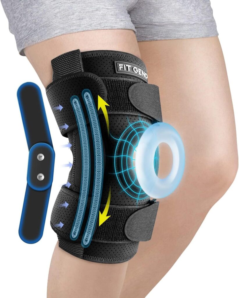 Fit Geno Hinged Knee Brace for Meniscus Tear: Upgraded Support for Knee Pain w/Dual Metal Hinges  Side Spring Stabilizers - Adjustable for Men and Women w/Torn ACL MCL PCL LCL Hyperextension Sprain