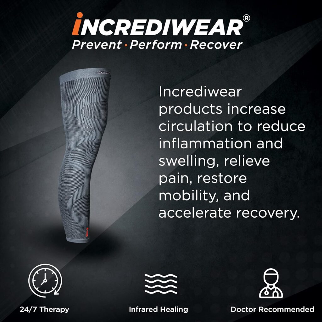 Incrediwear Leg Sleeve – Full Length Long Leg Sleeve for Leg Pain Relief  Leg Muscle Recovery, Helps Reduce Swelling  Inflammation, Promotes Circulation, Leg Sleeves for Men  Women