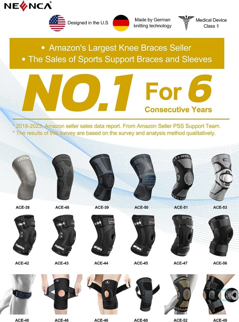 NEENCA Professional Knee Brace for Knee Pain Relief, Medical Knee Support with Patella Pad  Side Stabilizers, Compression Knee Sleeve for Meniscus Tear, ACL, Arthritis, Joint Pain, Runner, Workout...